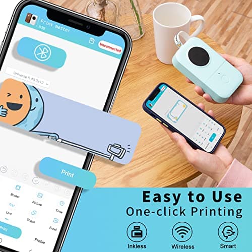 Phomemo D30 Label Maker Machine with case and 1 roll Label Tape, Portable Bluetooth Label Printer, Small Smart Phone Handheld Sticker Mini Labeler Multiple Templates Font Icon Easy to Use 9