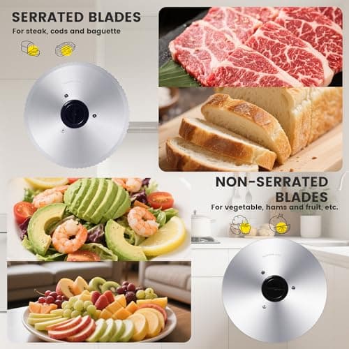 Electric Meat Slicer, 200w Professional Deli Meat Slicer Machine For Home With 2 Removable 7.5" Stainless Steel Blades And Stainless Steel Tray, Meat Cutter Suitable For Cutting Meat, Cheese, Bread 6