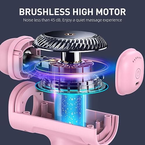 SORUDEL Massage Gun,Massage Gun Deep Tissue for Pain Relief with 7 Massage Heads & 6 Speeds and Carrying Case (Pink) 4