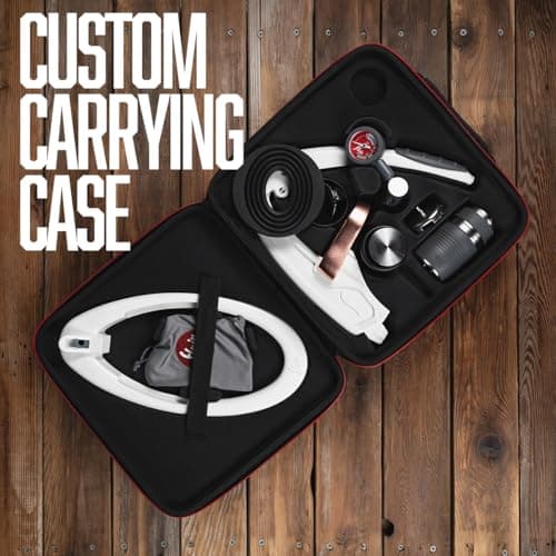 Flair UPDATED PRO 3 (White) - All manual lever espresso maker with a stainless steel brew head, pressure gauge, shot mirror and a small size 6