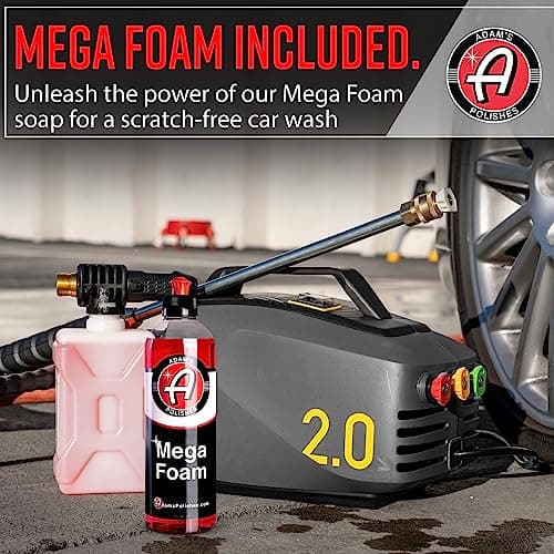 Adam's Polishes Active Pressure Washer 2.0 & Mega Foam Car Soap (5 Item) Powerful, Lightweight, Portable Electric Pressure Washer Sprayer | 1800 PSI, 2.0 GPM | for Car Home Auto Patio RV Motorcycle 8