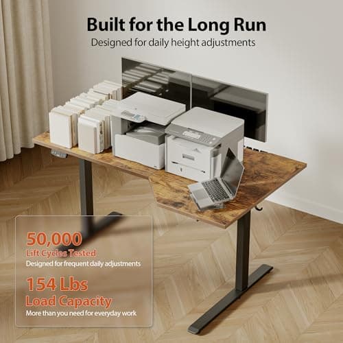 Agilestic Electric Standing Desk, L-Shaped 55 Inches Height Adjustable Desk, Sit and Stand up for Work Office Home, Ergonomic Rising Computer Table for Home Office with Splice Board, Rustic Brown 7