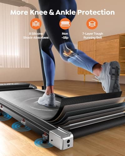 Acezoe Walking Pad Treadmill with Incline and Handle Bar, 2 in 1 Folding Treadmills for Home Small Office, 300lbs Portable Compact Under Desk Treadmill with Remote Control, LED Display and Apps 6