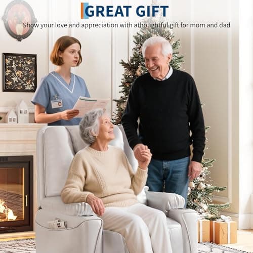 Power Lift Recliner Chair Sofa, Electric Recliner Chair for Seniors, Stand Assist, USB Charging Ports, Cup Holders, Side Storage Pockets, Remote Control, Home Theater Seating for Living Room, White 7