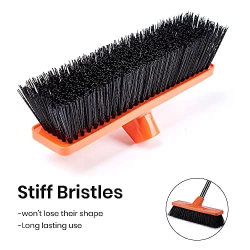 Small Multi-Surface Push Broom for Outdoor,Indoor Sweeping - 50"-59" Telescopic Handle - 12" Wide Bristles 5