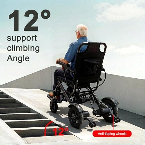 HNLBFG Lightweight Electric Wheelchair - Ultra-Portable 36 lbs, Foldable Travel Power Chair, 12-Mile Range, FAA Airline Approved, 220 lb Capacity for Seniors & Adults 7