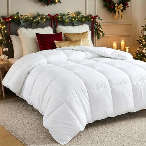 Utopia Bedding Comforters Queen Size, All Season Duvet Insert, Down Alternative Box Stitched Bed Comforter with Corner Tabs, Machine Washable (White, Pack of 4)