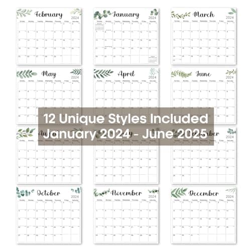 Aesthetic Magnetic Calendar For Refrigerator, Fridge Calendar Runs From January 2024 Until June 2025, 18 Monthly Refrigerator Calendar With Greenery Designs for Easy Organizing - Nature 6