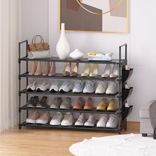 OYREL 5 Tier Shoe Organizer Rack for Closet, Entryway, Garage, Door, Space Saving, Shoe Holder Stand/Tower, Large, 20-25 Capacity 8