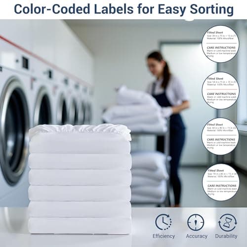 White Bulk Twin Fitted Sheet Only Deep Pocket 6 Pack, Quick Sort Bottom Bed Sheets Color-Coded Label Threads, Soft Brushed Microfiber Hotel Motel Airb&bs Essentials for Hosts, 39"x75" 6
