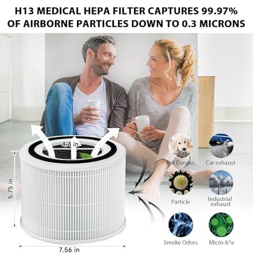 Core 300 Replacement Filter for LEVOIT Core 300,Core 300S,Core P350,Core300-P, Core 300 Replacement Filter,3-in-1 H13 True HEPA & Activated Carbon Filter, Core 300-RF,2 Pack 9