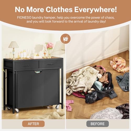 Laundry Sorter, Rolling Laundry Hamper with 3 Section Pull-Out Bags, Laundry Basket Organizer with 2 Drawers & 2-Tone Top Panel, Laundry Hamper with Wheels for Laundry Room Organization, Bathroom 6