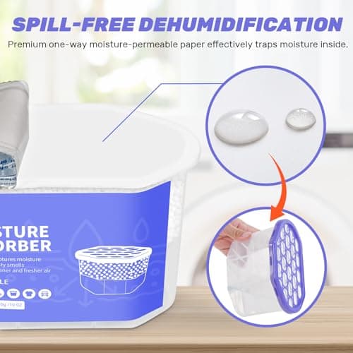 CLEVAST Moisture Absorber Boxes 6 Pack, 10 Oz Dehumidifier for Closet & Bathroom, Humidity Absorber for Wardrobe, Bedroom, RV & Car, Fragrance-Free Moisture Control, Unscented 5