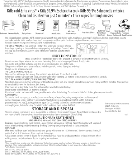 Amazon Basics Disinfecting Wipes, Lemon & Fresh Scent, Sanitizes/Cleans/Disinfects/Deodorizes, 255 Count (2 Packs Lemon, 1 Pack Fresh Scent) 6