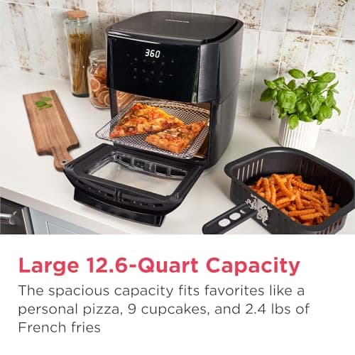 Frigidaire 5-in-1 Air Fryer Combo Oven with Viewing Window, Large 12.6 QT Capacity, Digital Display, 5 Cooking Modes, 7 Recipe Presets, Automatic Shake Reminder, PFAS-Free Cooking Surfaces, Black 9