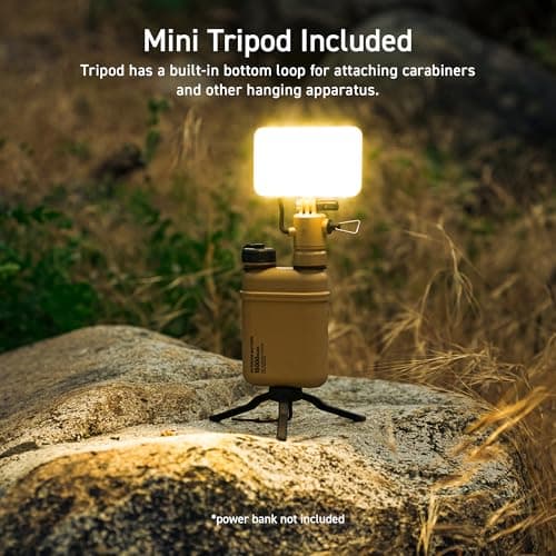 ELECOM NESTOUT Outdoor Camping LED Panel Flashlight w/ Mini Tripod, Dimmable USB Powered LED Light, IP44 Water Dust Resistant, 30-1000 Lumen, Portable Lantern for NESTOUT Power Bank, Beige (Flash-1) 9