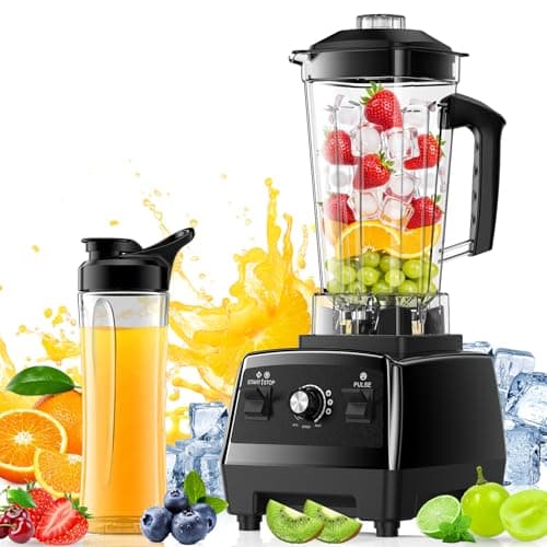 Blender for Smoothies, Blenders for Kitchen with 68Oz. Pitcher and 20Oz.Juicer Container, Smoothie Blender for Ice Crushing, Frozen Fruits, Black