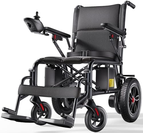 Electric Wheelchair for Adults - 15 Miles Long Travel Range, Lightweight Folding, Motorized Power Chair for Indoor/Outdoor Mobility - Compact Size - Black