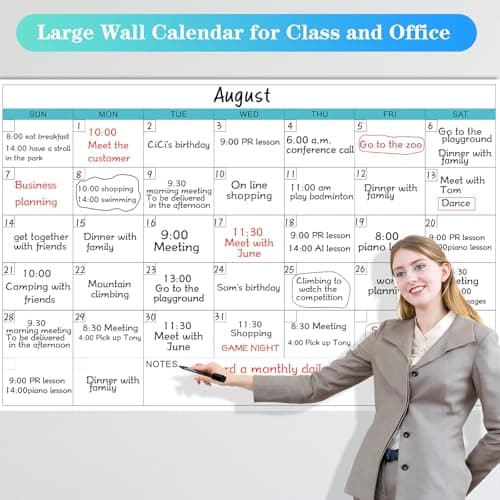 Dry Erase Calendar for Wall - 38" x 58" Extra Large White Board Calendar, One Month Undated Blank Daily Planner, Reusable Laminated 30-Day Task Organizer for Office, Classroom, Home(No Creases) 6