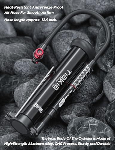 Tiakia Mini Bike Floor Pump with Gauge 220psi High Pressure Compact Bike Pump Aluminum Tire Pump Portable Bicycle Air Pump fits Schrader Presta Valve Hand Pump for Road Mountain Bike Balls 6
