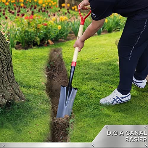 VNIMTI Spade Shovel,Transplanting Spade，Drain Spade,Spade Shovels for Digging,Sharp Shooter Shovel or Spade,45Inch,Steel D-Grip,Wooden Handle 5