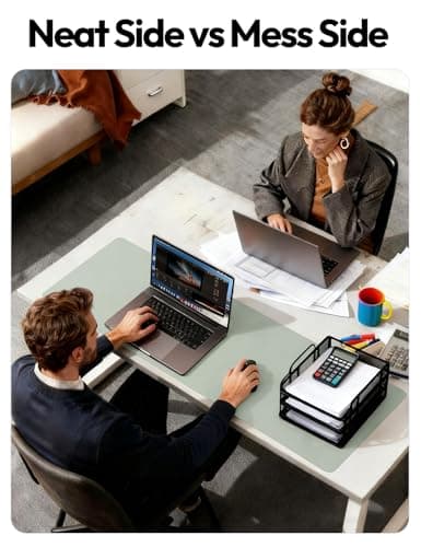 YSAGi Leather Desk Protector, Office Mat, Large Mouse Mat, Non-Slip PU Leather Blotter, Laptop Pad, Waterproof Writing Pad for Office and Home (Grayish Green, 23.6" x 13.8") 6