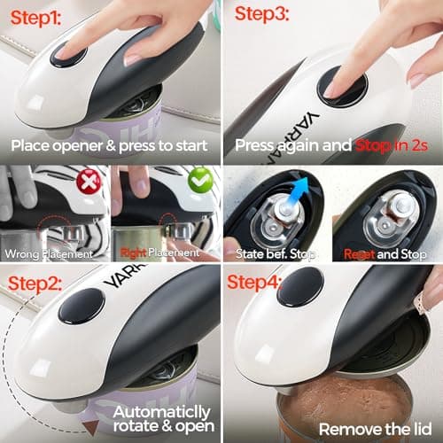 YARRAMATE Electric Can Opener, One Touch Rechargeable Automatic Can Openers for Kitchen Fits All Cans Sizes - Smooth Edge, Hands-Free for Seniors | With Storage Bag, Portable for Travel 6