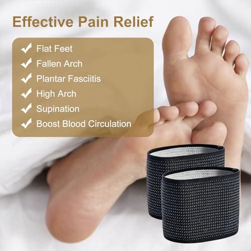 Keemovin Compression Arch Support Sleeves with Gel Pad, Arch Support Braces, Plantar Fasciitis Relief, Flat Foot Pain Relief (Men & Women,1 Pair,Black) 5
