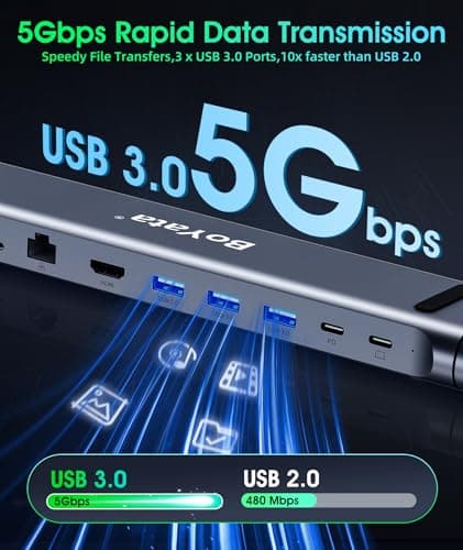 BoYata USB-C Laptop Docking Stand, 9 in 1 Aluminum USB C Dock Tablet Stand with 4K HDMI, 3 USB 3.0, PD 100W, Portable Docking Station for MacBook Pro/Dell/HP/Surface/Lenovo, Plug and Play 5