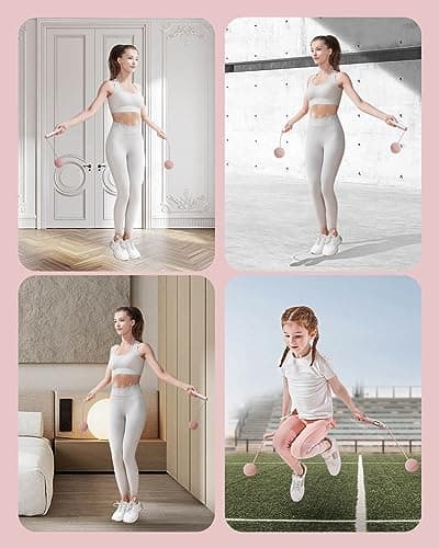 Jump Rope-Cordless & Corded Adjustable Jump Rope for Fitness with Large Ball for Home Gym & Travel for Men and Women (norope-pink) 7