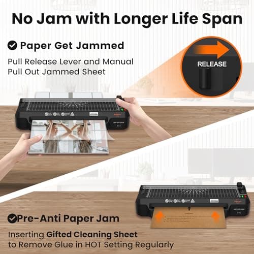 VidaTeco 4 in 1 Laminator Machine 9-inch Laminating Machine,2-Min Preheat,Thermal Cold Laminator with Laminating Sheets 20 pcs,Built-in Paper Cutter,Corner Rounder,Lamination for Home School 6