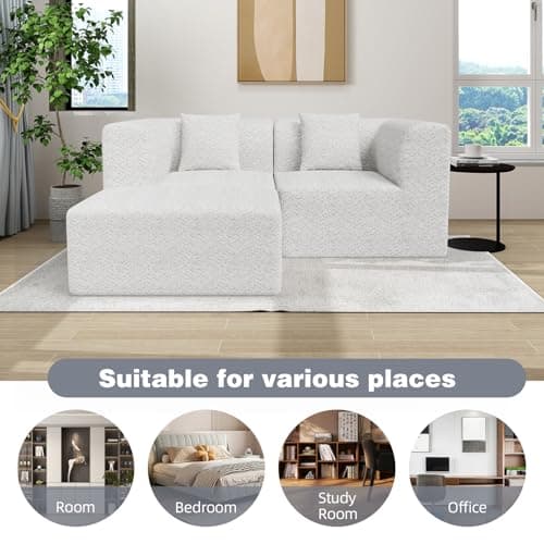 69" Love Seat L Shaped Modular Sectional Couch with Ottoman, Convertible Cloud Sofa for Living Room,Comfort Small Couch for Small Spaces 5