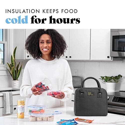 Fit & Fresh Lunch Bag For Women, Insulated Womens Lunch Bag For Work, Leakproof & Stain-Resistant Large Lunch Box For Women With Containers, Zipper Closure Bloomington Bag, Black 5