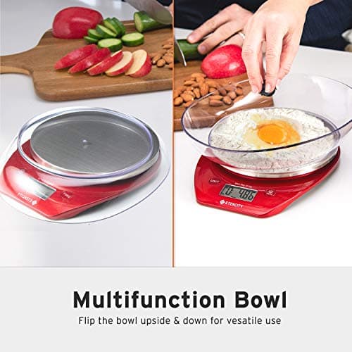 Etekcity Food Kitchen Scale, Digital Weight Grams and Oz for Cooking, Baking, Meal Prep, and Diet, 11lb/5kg, Red 6