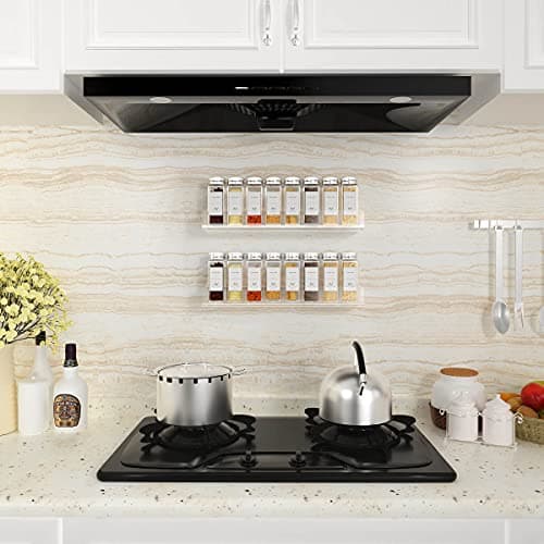 FEMELI Acrylic Wall Mount Spice Rack - 15 Inch, 4 Pack Hanging Spice Rack Shelf for Cabinets, Cupboard or Pantry Door, Kitchen Organizer 5