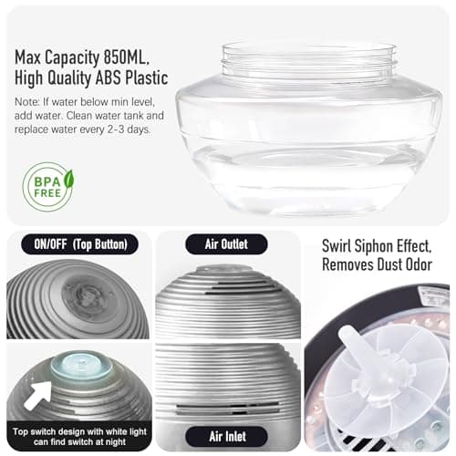 ap airpleasure Water-Based Purifier Air Washer, Air Revitalizer & Freshener, Air Fresher with 6 Colorful lights for Rooms (Silver) 9