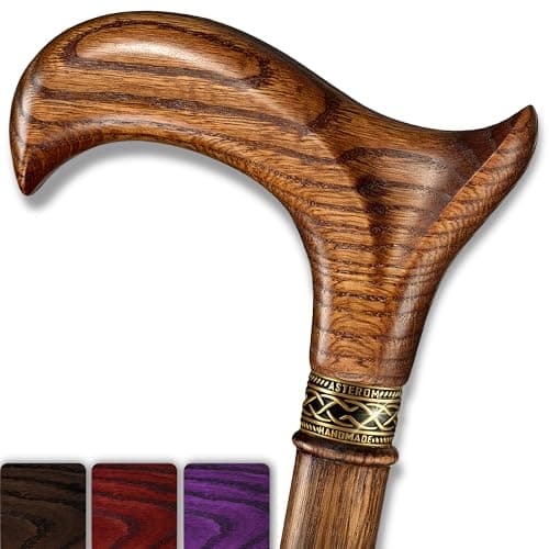 Asterom Walking Cane - Ergonomic Wooden, Cane for Women & Men - Walking Sticks for Seniors, Unique, Wood (Caramel, 36 Inches)