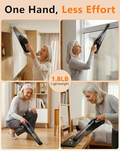 PowerSpeed CleanView Portable Handheld Vacuum - 16000Pa Strong Suction Powerful with 1000mL Dust Cup and LED Light - Cordless Vacuum Cleaner for Home Daily Quick Clean - for Dust/Pet Hair/Floor Debris 5