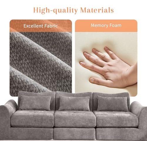 MAXMAXX 102" Cloud Sofa, 4-in-1 Folding Sofa Bed, Floor-Standing Boneless Couch, Futon Sofa Bed for Living Room, Bedroom and Entertainment Room(Gray) 7