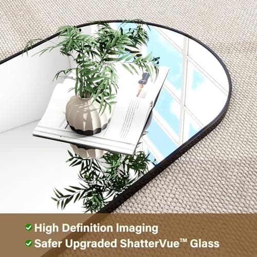 HARRITPURE 64"x21" Arched Full Length Mirror Floor Mirrors with Aluminum Alloy Frame Free-Standing Wall Mounted or Leaning Large Bedroom Dressing Mirror Modern & Contemporary Decor for Home,Black 6