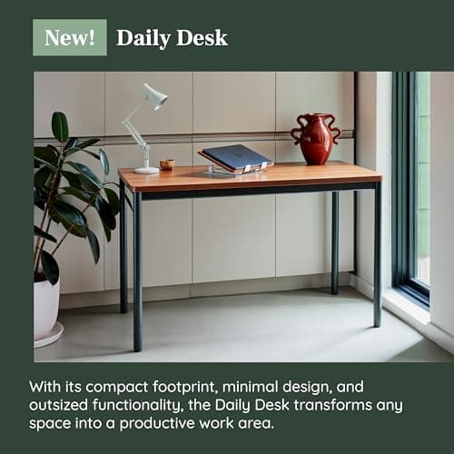 Branch Daily Desk - Functional at Home Office Desk with Effortless Assembly, Timeless Design, Rounded Corners, and Built-in Cable Notch - 36” W x 28.5” H x 24” D - Woodgrain Work Table 5