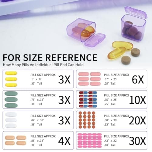 Monthly Pill Organizer, Large Travel Pill Box 31 Day, Daily Pill Case, Pill Holder Container for Vitamin, Medicine, Supplement, Fish Oil, Purple 5