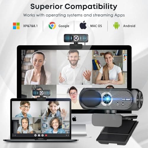 Shcngqio 1080P HD Webcam with Privacy Cover, Wide-Angle Lens, Auto Light Correction, Plug & Play USB Webcam for Laptop, Desktop (Black) 6