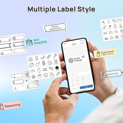 POLONO P31S Label Maker Machine with Tape, Portable Thermal Printer, Portable Bluetooth Label Printer for Organizing Storage Office Home, Sticker Maker Mini Label Maker with Multiple Templates, Blue 5