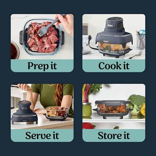 Ninja Crispi 4-in-1 Glass Air Fryer | 450°F | Non-Toxic | 4QT & 6-Cup Glass Containers w/Lids | Microwave, Freezer, Dishwasher Safe | Max Crisp, Air Fry, Bake, Recrisp | Cyberspace Gray, FN101GY 8