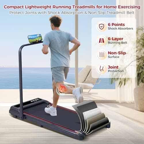 Treadmill with Handles for Home Small, 3.0HP Electric Compact Walking Pad Treadmills with Handle Bar, 0.6-6.2MPH Portable Under Desk Treadmill Home for Small Space, 320LBS 7
