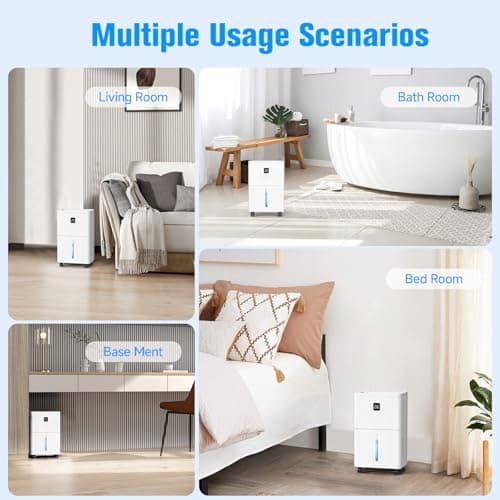 25 Pint Dehumidifier for Basement, Up to 3000 Sq.Ft, Quiet Dehumidifier with Drain Hose, Humidity Control, 24H Timer, Ideal for Bedroom, Bathroom, Room 8