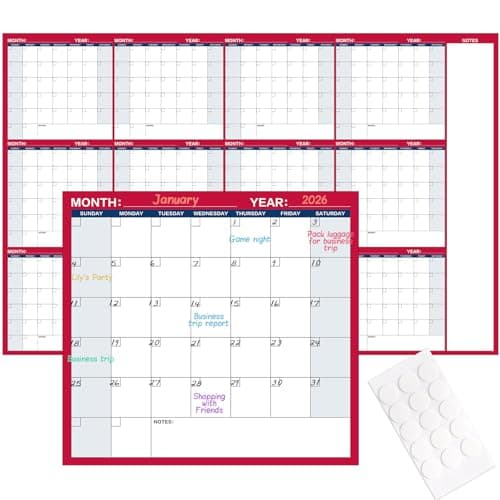 Large Dry Erase Calendar for Wall - Yearly Wall Calendar Dry Erase, 58" x 37" Undated Dry Erase Calendar, Great Layout Wall Planner with 15 Round Stickers for Home, Office and Classroom 6