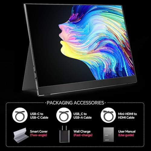 ForHelp True 4K Portable Monitor - 15.6inch UHD 3840×2160 100% sRGB USB-C HDMI External Second Monitor Portable IPS Screen Computer Display with Speakers for Laptop MacBook Switch PS5/4 Xbox 6