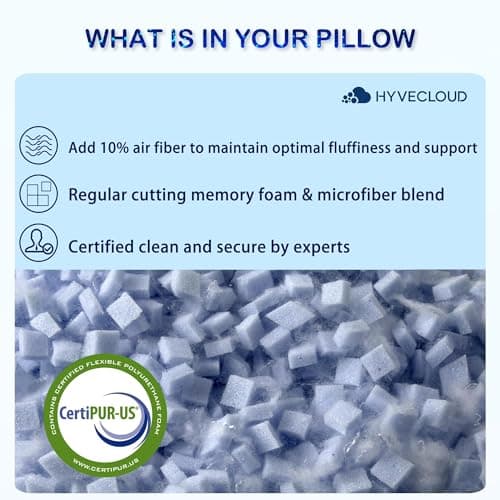 HYVECLOUD Cooling Memory Foam Pillows for Deep Sleep Bed Pillow forNeck Support with Removable & Washable Cover Cooling Pillow for Neck PainRelief Pillow for Shoulder & Back & Side Queen Set 2 8
